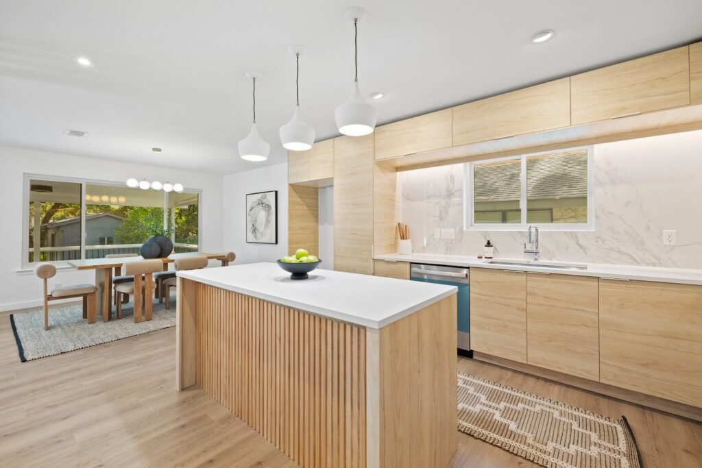 white oak kitchen project in austin