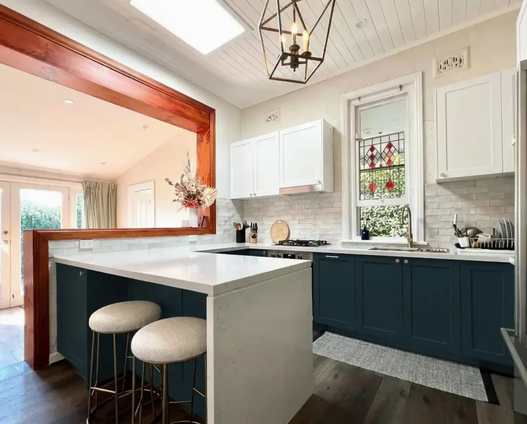 blue and white kitchen